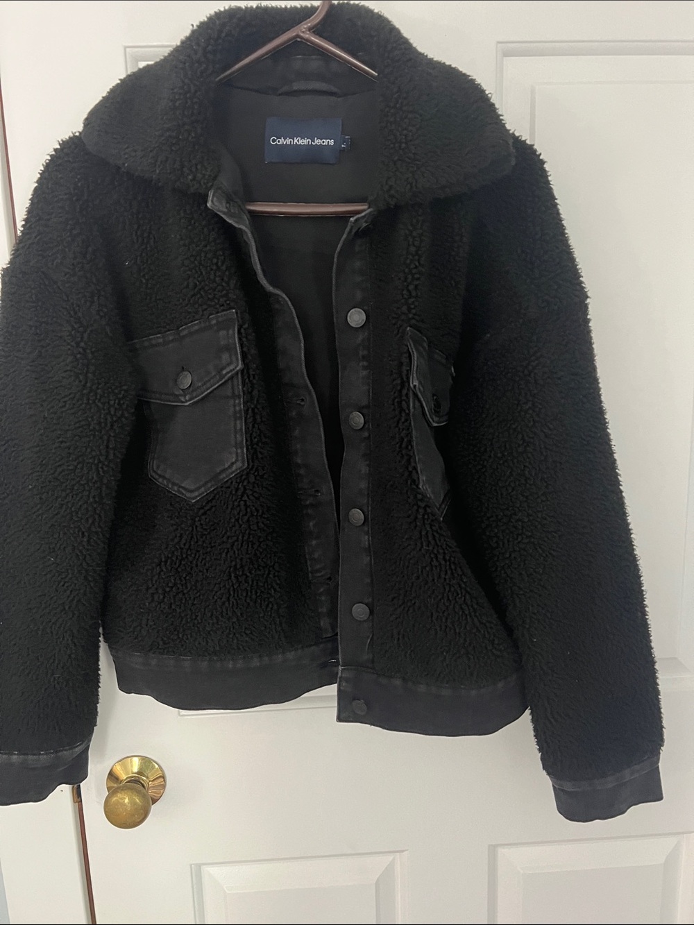 Calvin Klein Jeans Black Sherpa Trucker Jacket